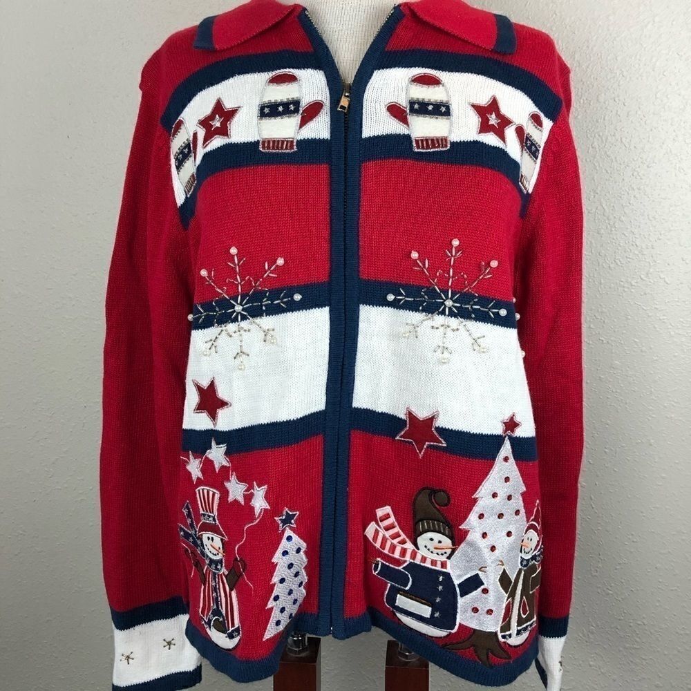 NWT Sarah Bentley American Christmas Cardigan